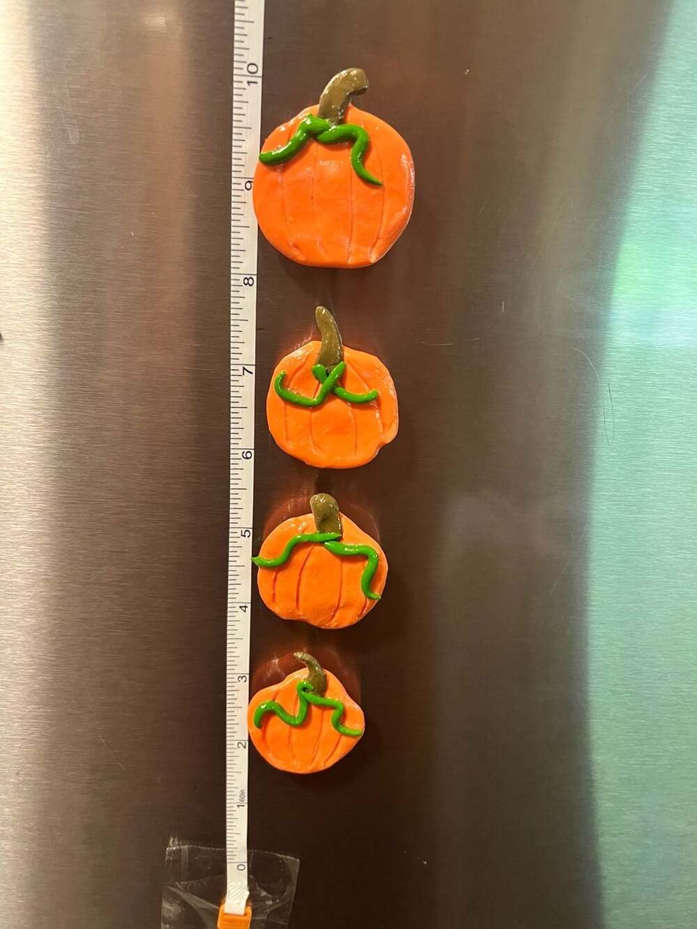 Handmade Pumpkin Refrigerator Magnets Set of 4 Fall Decor